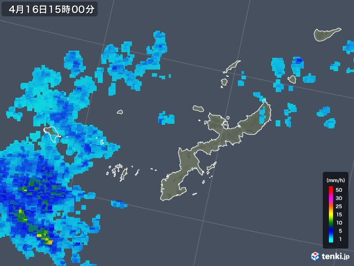 沖縄県の雨雲レーダー(2018年04月16日)