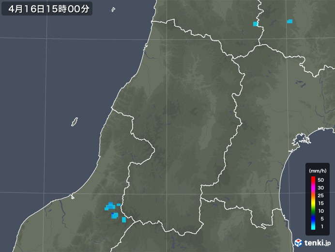 山形県の雨雲レーダー(2018年04月16日)