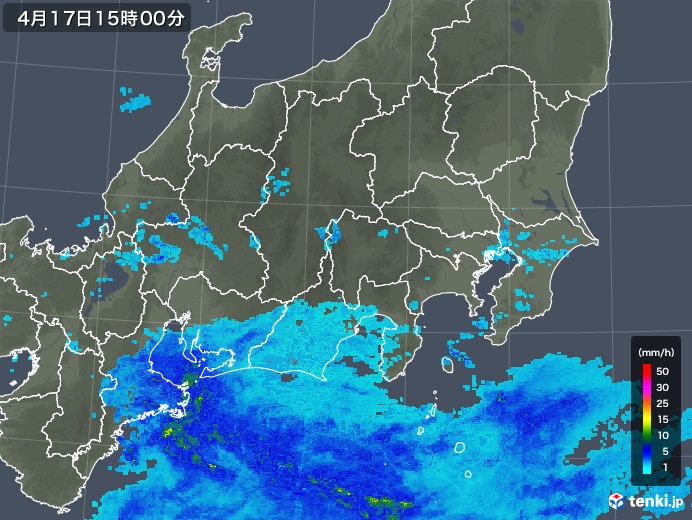 関東・甲信地方の雨雲レーダー(2018年04月17日)