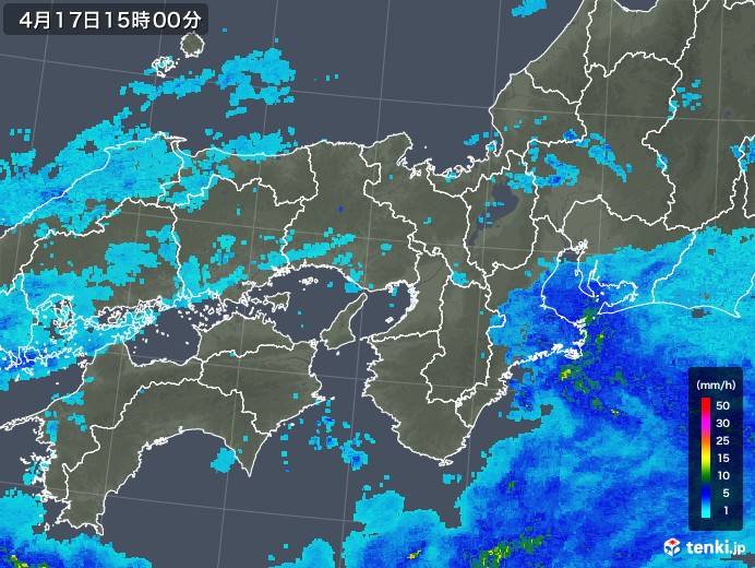 近畿地方の雨雲レーダー(2018年04月17日)