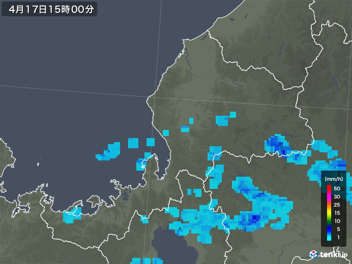 福井県の雨雲レーダー(2018年04月17日)