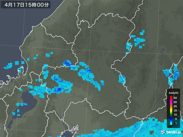 岐阜県の雨雲レーダー(2018年04月17日)