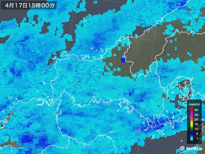 山口県の雨雲レーダー(2018年04月17日)