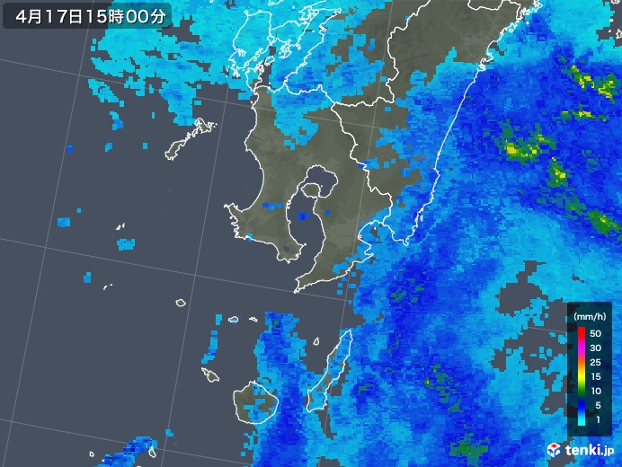 鹿児島県の雨雲レーダー(2018年04月17日)