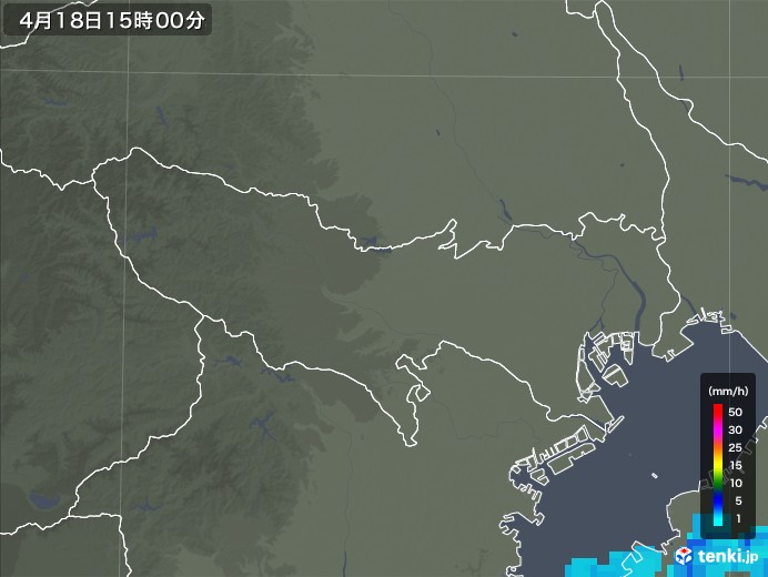 東京都の雨雲レーダー(2018年04月18日)