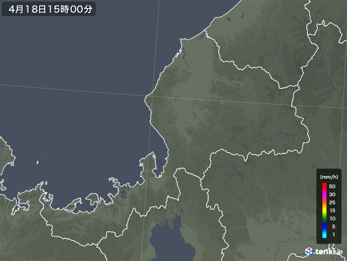 福井県の雨雲レーダー(2018年04月18日)