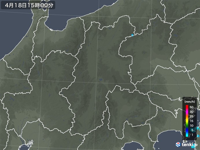 長野県の雨雲レーダー(2018年04月18日)