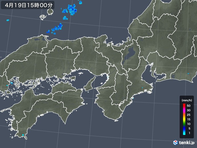 近畿地方の雨雲レーダー(2018年04月19日)