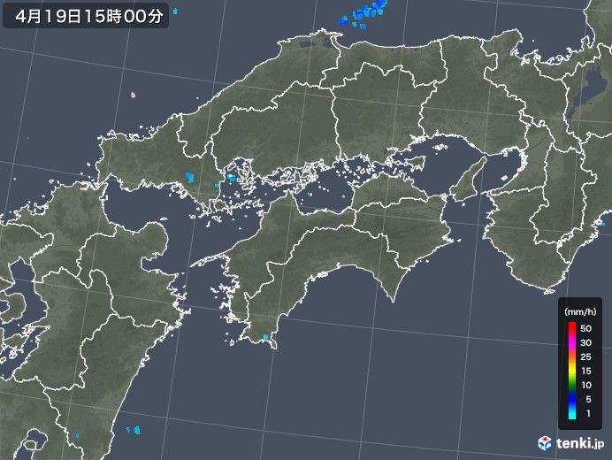 四国地方の雨雲レーダー(2018年04月19日)