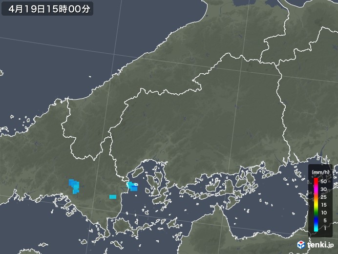 広島県の雨雲レーダー(2018年04月19日)