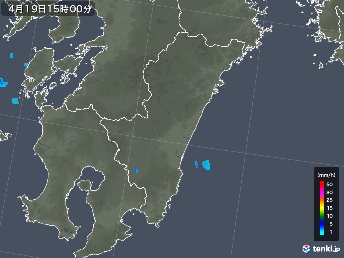 宮崎県の雨雲レーダー(2018年04月19日)