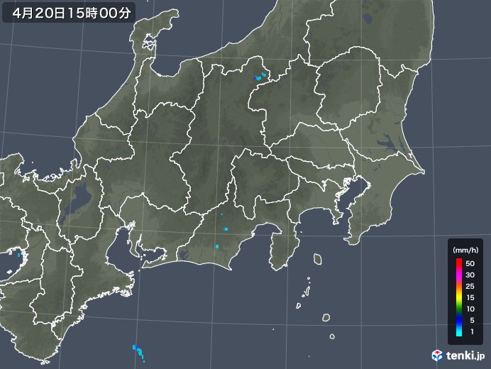 関東・甲信地方の雨雲レーダー(2018年04月20日)