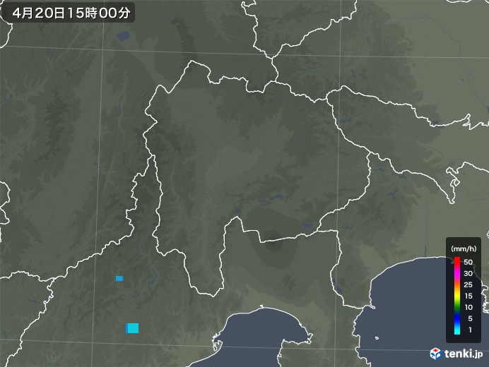 山梨県の雨雲レーダー(2018年04月20日)