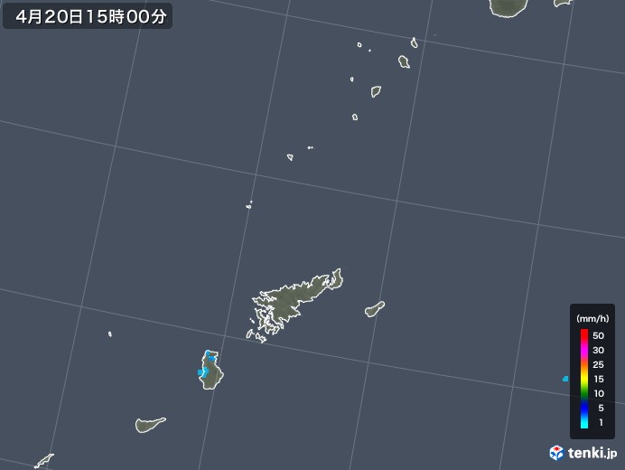 奄美諸島(鹿児島県)の雨雲レーダー(2018年04月20日)