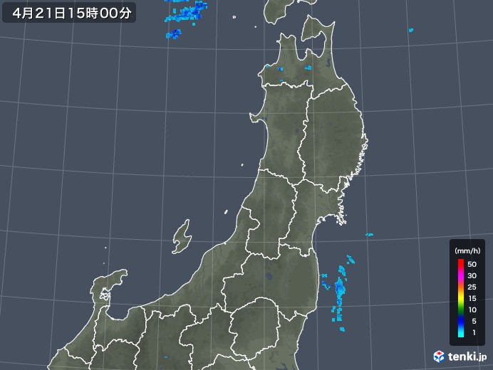 東北地方の雨雲レーダー(2018年04月21日)