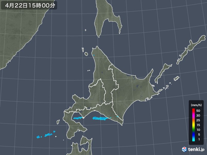北海道地方の雨雲レーダー(2018年04月22日)