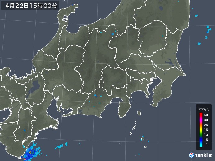 関東・甲信地方の雨雲レーダー(2018年04月22日)