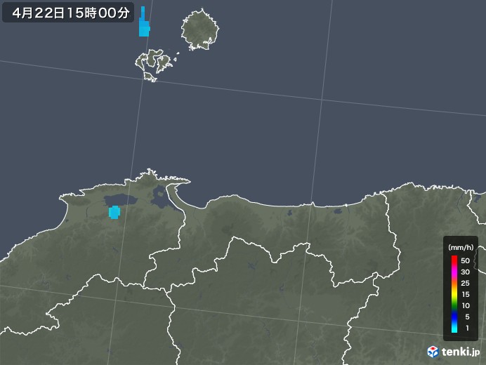 鳥取県の雨雲レーダー(2018年04月22日)