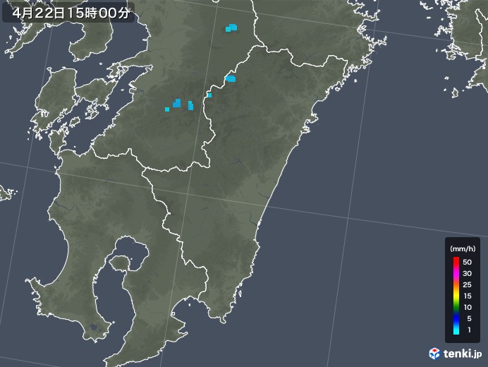 宮崎県の雨雲レーダー(2018年04月22日)