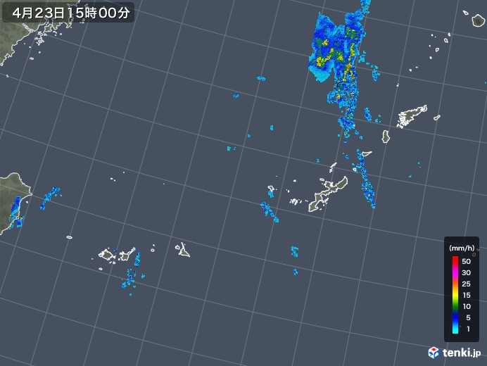 沖縄地方の雨雲レーダー(2018年04月23日)