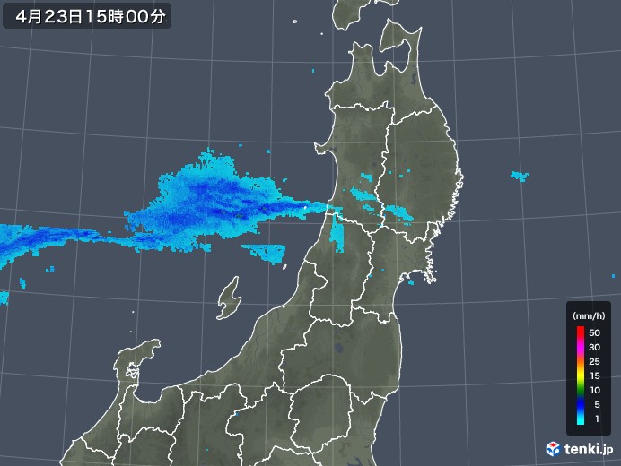 東北地方の雨雲レーダー(2018年04月23日)