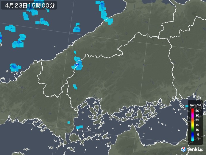 広島県の雨雲レーダー(2018年04月23日)
