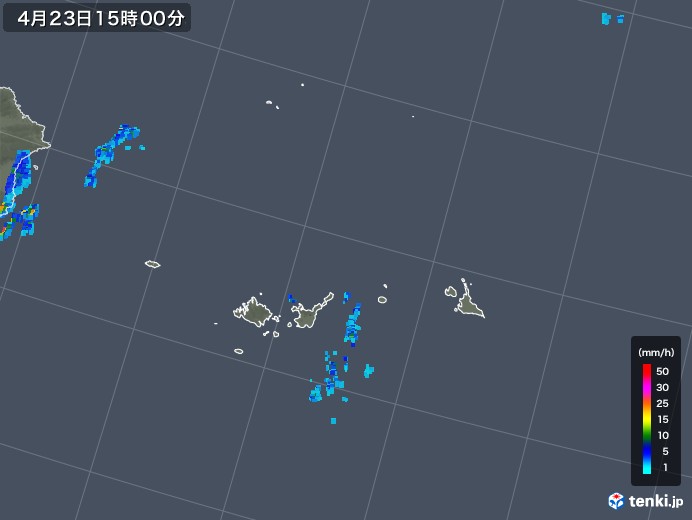 宮古・石垣・与那国(沖縄県)の雨雲レーダー(2018年04月23日)