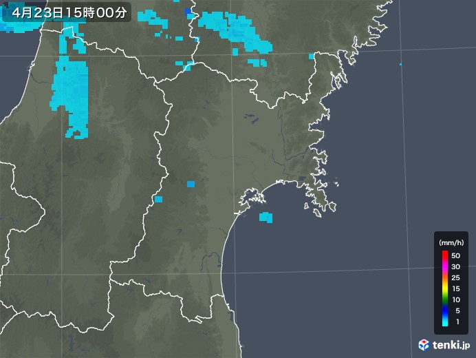 宮城県の雨雲レーダー(2018年04月23日)