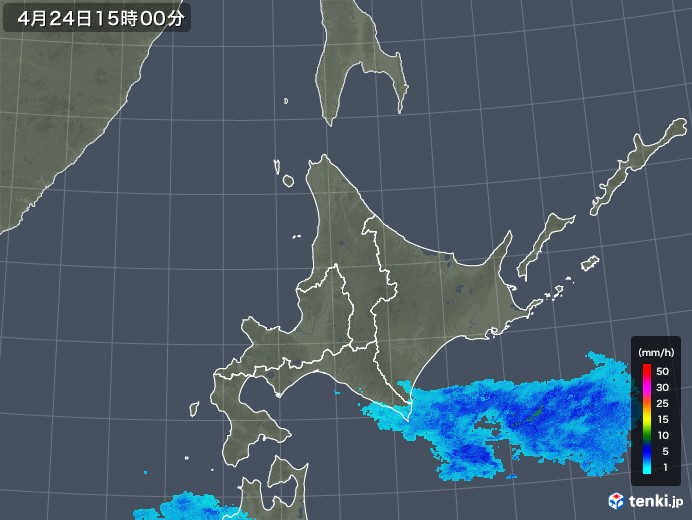 北海道地方の雨雲レーダー(2018年04月24日)
