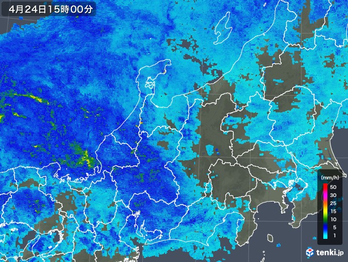 北陸地方の雨雲レーダー(2018年04月24日)