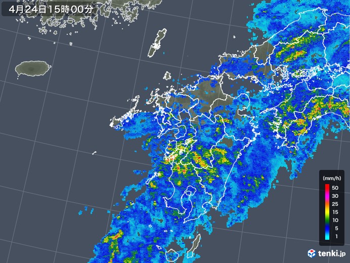 九州地方の雨雲レーダー(2018年04月24日)
