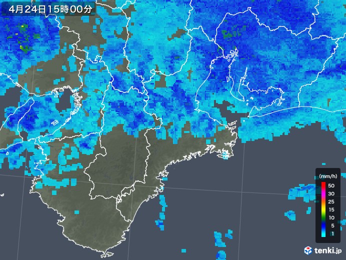 三重県の雨雲レーダー(2018年04月24日)