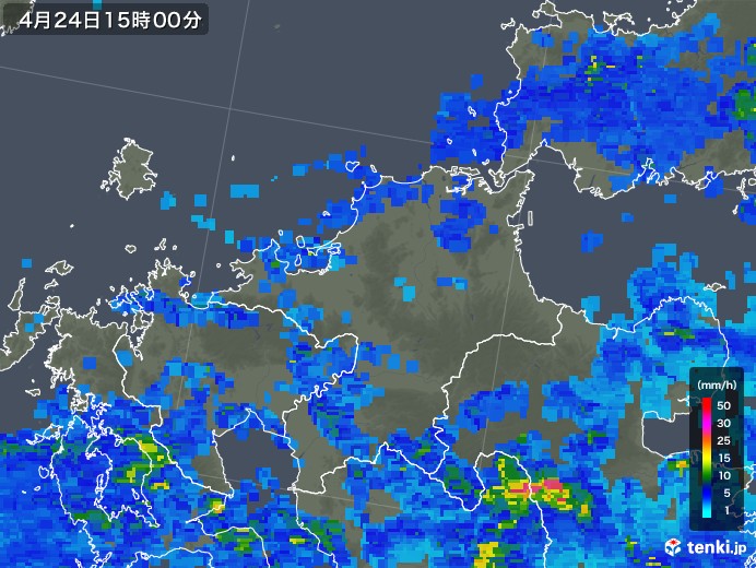 福岡県の雨雲レーダー(2018年04月24日)