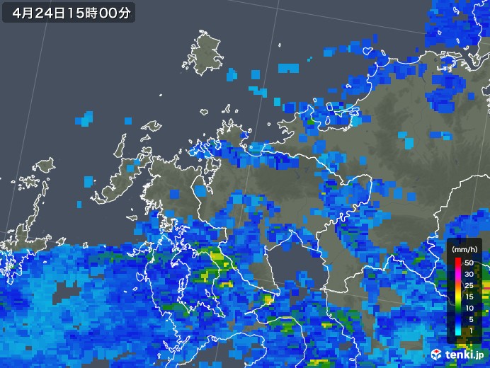 佐賀県の雨雲レーダー(2018年04月24日)