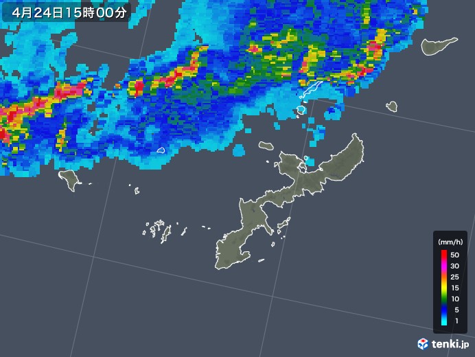 沖縄県の雨雲レーダー(2018年04月24日)