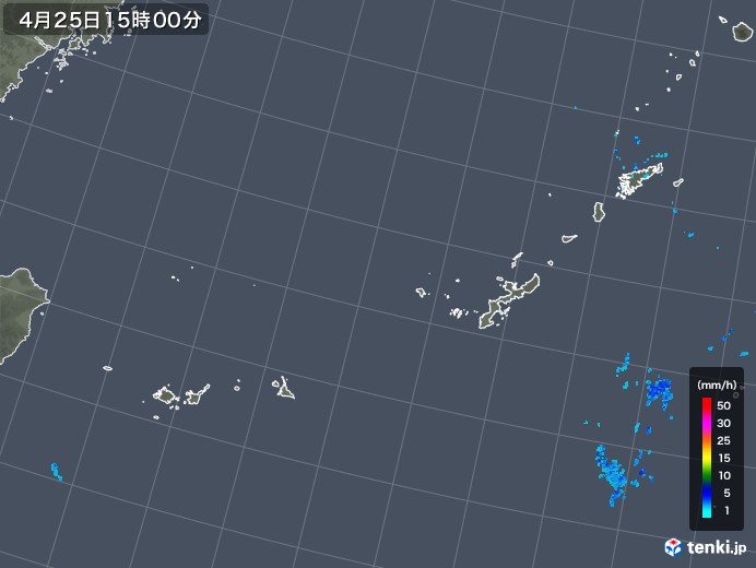 沖縄地方の雨雲レーダー(2018年04月25日)