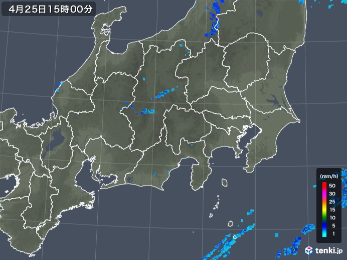 関東・甲信地方の雨雲レーダー(2018年04月25日)
