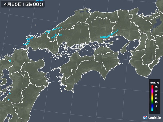 四国地方の雨雲レーダー(2018年04月25日)