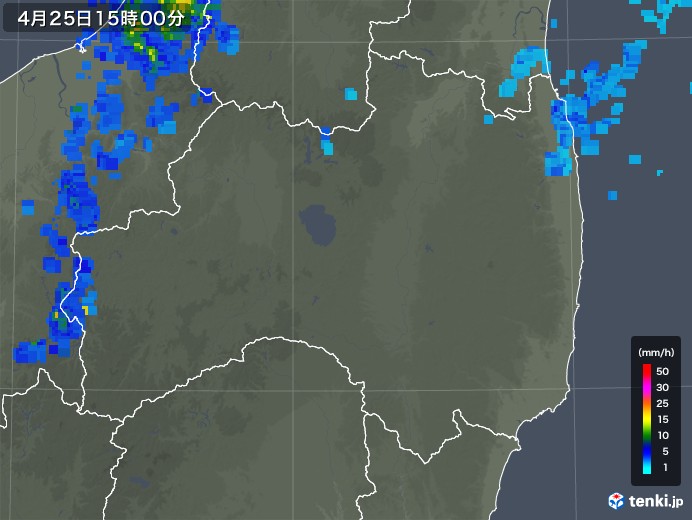 福島県の雨雲レーダー(2018年04月25日)