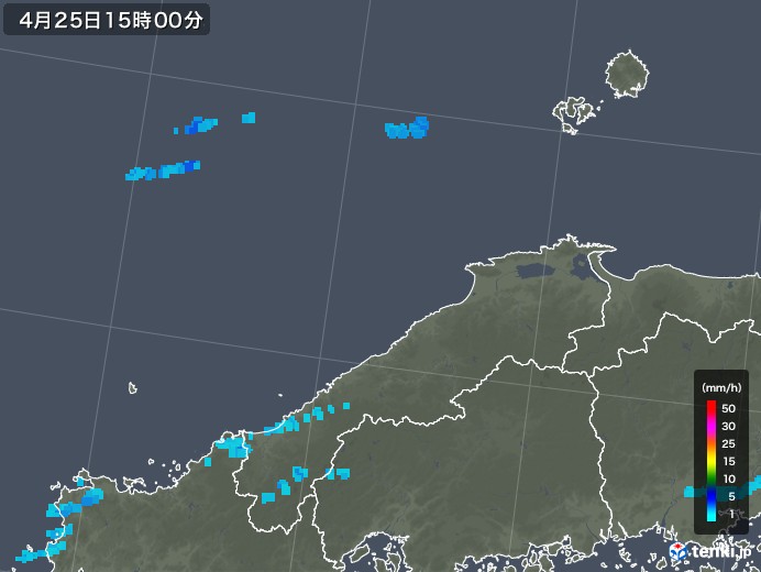 島根県の雨雲レーダー(2018年04月25日)