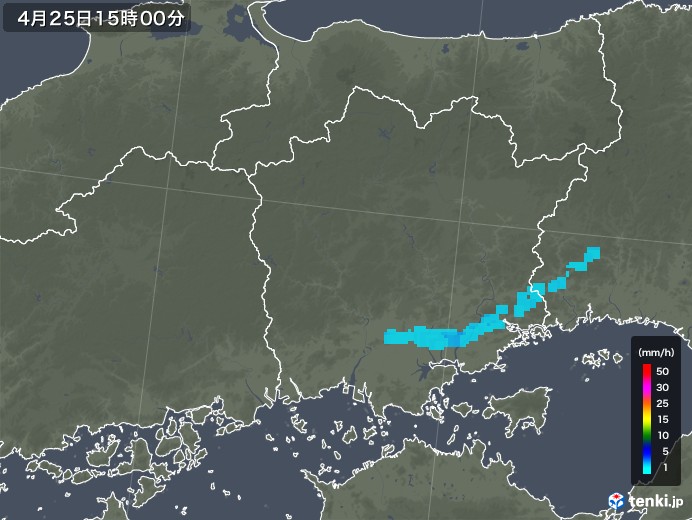 岡山県の雨雲レーダー(2018年04月25日)