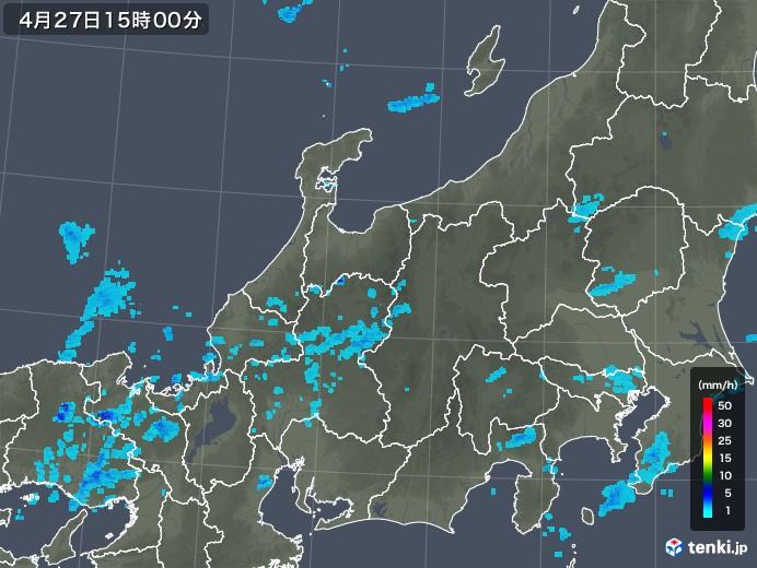 北陸地方の雨雲レーダー(2018年04月27日)