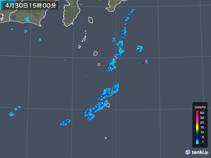 伊豆諸島(東京都)の雨雲レーダー(2018年04月30日)