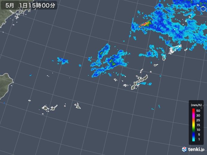 沖縄地方の雨雲レーダー(2018年05月01日)