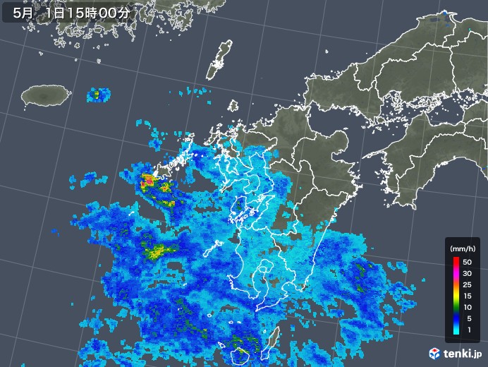 九州地方の雨雲レーダー(2018年05月01日)