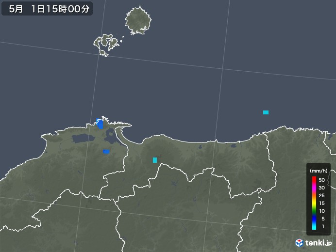 鳥取県の雨雲レーダー(2018年05月01日)