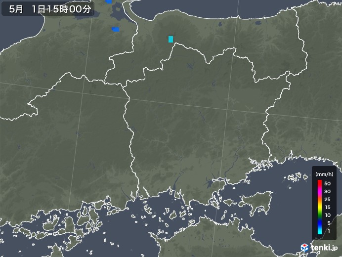 岡山県の雨雲レーダー(2018年05月01日)