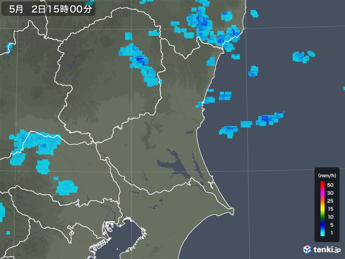 茨城県の雨雲レーダー(2018年05月02日)