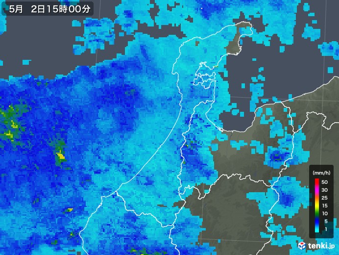 石川県の雨雲レーダー(2018年05月02日)