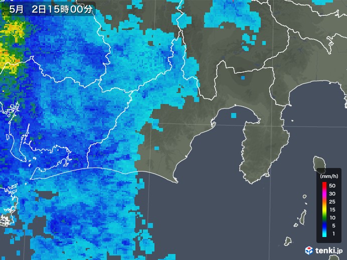 静岡県の雨雲レーダー(2018年05月02日)